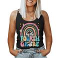 Groovy Rainbow Hello Fourth Grade First Day Teacher Kid Women Tank Top