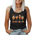 Hello Fall Autumn Leaves Pumpkin Wine Glasses Drinking Party Women Tank Top