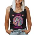 Presente De Caballo Colorido I Love Horses Camiseta sin mangas para mujer