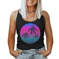 Sunset Cool Summer Vacation Beach Palm Tree Women Tank Top