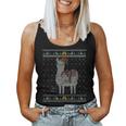 Ugly Christmas Sweater Sloth Riding Llama Elf Hat Outfit Women Tank Top