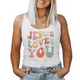 Jesus Loves You Christian Bibleerse Retro Groovy Religious Tank Top Frauen