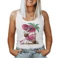Palm Flamingo Pink Beach Tree Summer Vacation Women Tank Top