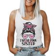 I Wear Pink For My Sister Messy Bun Breast Cancer Support Women Tank Top