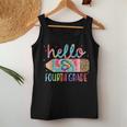 Back To School Hello Fourth 4Th Grade Leopard Tie Dye Pencil Women Tank Top Funny Gifts