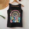 Groovy Rainbow Hello Fourth Grade First Day Teacher Kid Women Tank Top Funny Gifts