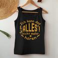 Ich Kann Das Alles Nicht Mehr Hören Women's & Brown Tank Top Frauen Lustige Geschenke