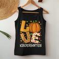 Love Kindergarten Teacher Pumpkin Fall Autumn Thanksgiving Women Tank Top Personalized Gifts