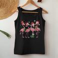 Pink Flamingo Santa Hat Christmas Tree Lights Flamingo Lover Women Tank Top Personalized Gifts