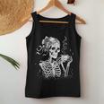Skeleton Messy Bun Coffee Halloween Coffee Lover Mom Women Tank Top Personalized Gifts