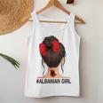 Albanian Girl Albania Flag Messy Bun Tank Top Frauen Lustige Geschenke