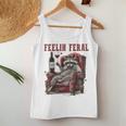 Feelin Feral Vintage Retro Raccoon With Wine Lovers Women Tank Top Personalized Gifts