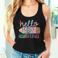 Back To School Hello Fourth 4Th Grade Leopard Tie Dye Pencil Women Tank Top Gifts for Her
