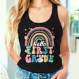 Groovy Rainbow Hello First Grade First Day Teacher Kid Women Tank Top Gifts for Her