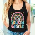 Groovy Rainbow Hello Fourth Grade First Day Teacher Kid Women Tank Top Gifts for Her