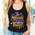 Halloween Witch Hat Teacher Hocus Pocus Everybody Focus Boo Women Tank Top Gifts for Her