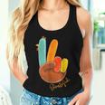 Peace Sign Turkey Hand Cool Thanksgiving Hippie Women Women Tank Top Gifts for Her