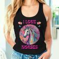 Presente De Caballo Colorido I Love Horses Camiseta sin mangas para mujer Regalos para ella