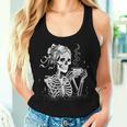 Skeleton Messy Bun Coffee Halloween Coffee Lover Mom Women Tank Top Gifts for Her