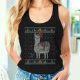 Ugly Christmas Sweater Sloth Riding Llama Elf Hat Outfit Women Tank Top Gifts for Her