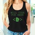 Will Code For Beer Programming Beer Lover Camiseta sin mangas para mujer Regalos para ella