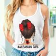 Albanian Girl Albania Flag Messy Bun Tank Top Frauen Geschenke für Sie