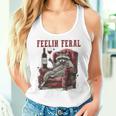 Feelin Feral Vintage Retro Raccoon With Wine Lovers Women Tank Top Gifts for Her