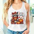 Hello Fall Vibes Raccoon Autumn Pumpkin Halloween Girl Women Women Tank Top Gifts for Her