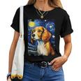 Beagle Cane Notte Stellata Pittura Cane Mamma Papà Maglietta da donna