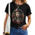 Chicano Girl Mexico Flowers Death Pretty Maglietta da donna