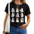 Cute Ghost Reading Books Teacher Halloween Reading Women T-shirt