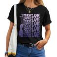 Girl Retro Taylor First Name Personalized Groovy 80'S Purple Women T-shirt