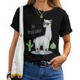 Llama No Problama Divertente Lama Cactus Maglietta da donna