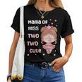 Mama Of Miss Two Two Cute Girl 2 ° Compleanno Tutù Rosaestito Maglietta da donna
