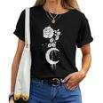 Red Flower Rose Moon E-Boy E-Girl Abbigliamento Estetico Maglietta da donna
