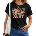 Retro Groovy Aunt 1St Birthday Auntie Matching Family Hippie Women T-shirt