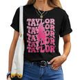 Retro Taylor First Name Personalized 80'S Pink Girl Women T-shirt