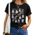 Speech Therapy Retro Groovy Halloween Ghost Therapist Women T-shirt