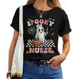 Spooky Nurse Ghost Halloween Cute Groovy Nursing Halloween Women T-shirt