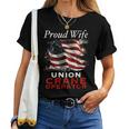 Union Member Wife American Flag Crane Operator Women T-shirt