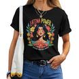 Vintage Latina Power Retro Flowers Hispanic Heritage Month Women T-shirt
