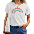 Bambino Sorridente Felice Arcobaleno Pioggia Nuvole Carino Per Ragazze Maglietta da donna
