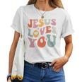 Jesus Loves You Christian Bibleerse Retro Groovy Religious T-shirt Frauen