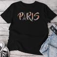 Paris Eiffelturm Floraler Schriftzug Blumen Muster Geschenk T-shirt Frauen Lustige Geschenke