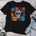 Tête De Mort Mexicaine Dia De Muertos Jour Des Morts Floral T-shirt femme Cadeaux drôles