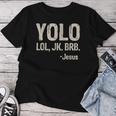 Vintage Retro Yolo Lol Jk Brb Jesus Christian Women T-shirt Funny Gifts