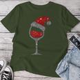 Christmas Wine Glass Red Wine Christmas Hat T-shirt Frauen Lustige Geschenke