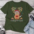 Kindergarten Squad Plaid Reindeer Santa Teacher Christmas Women T-shirt Funny Gifts