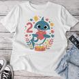 Bambino Compleanno 2 Anni Ragazza Per Bambini Festa Cute Shark Two Maglietta da donna Regalos divertidos