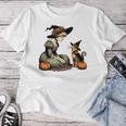 Cat Mom Witch Pumpkin Cat Halloween Girls Halloween Women T-shirt Funny Gifts